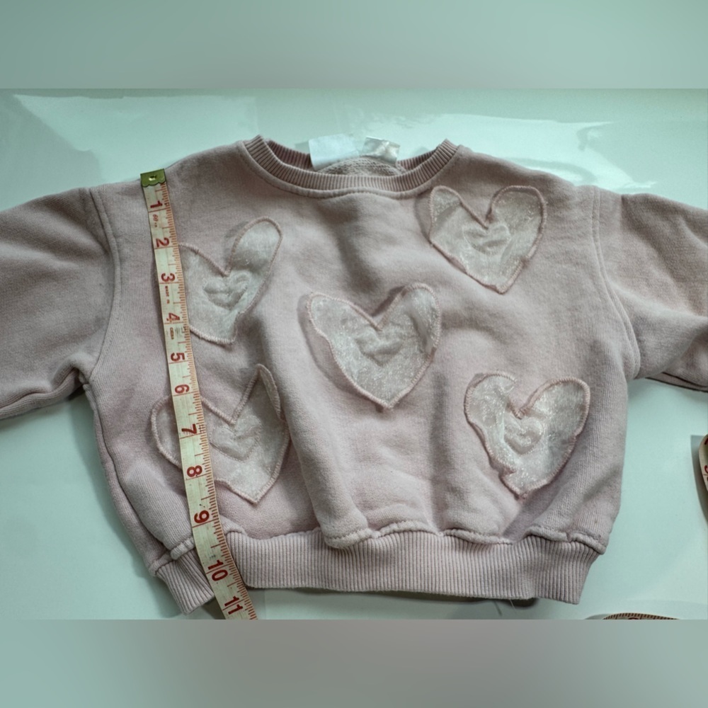 Zara kids Pink Heart Embellished Sweatshirt size 1 1/2 years - Picture 5 of 7